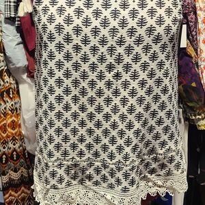 Old Navy Black and White Printed Tank with Tie Detail